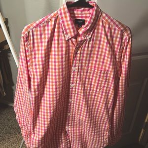 NWT J. Crew Pink and Orange Gingham Shirt